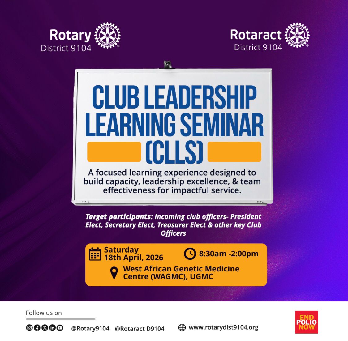 Building Leaders for Impact: The Rotary & Rotaract District 9104 Club Leadership Learning Seminar (CLLS)